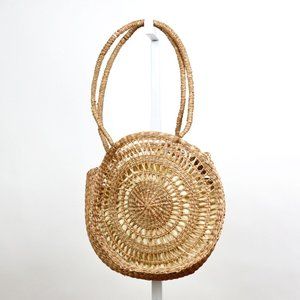 ASOS Rattan Woven Handbag Boho Beach Shoulder Bag Tote Lined Straw Circle Purse